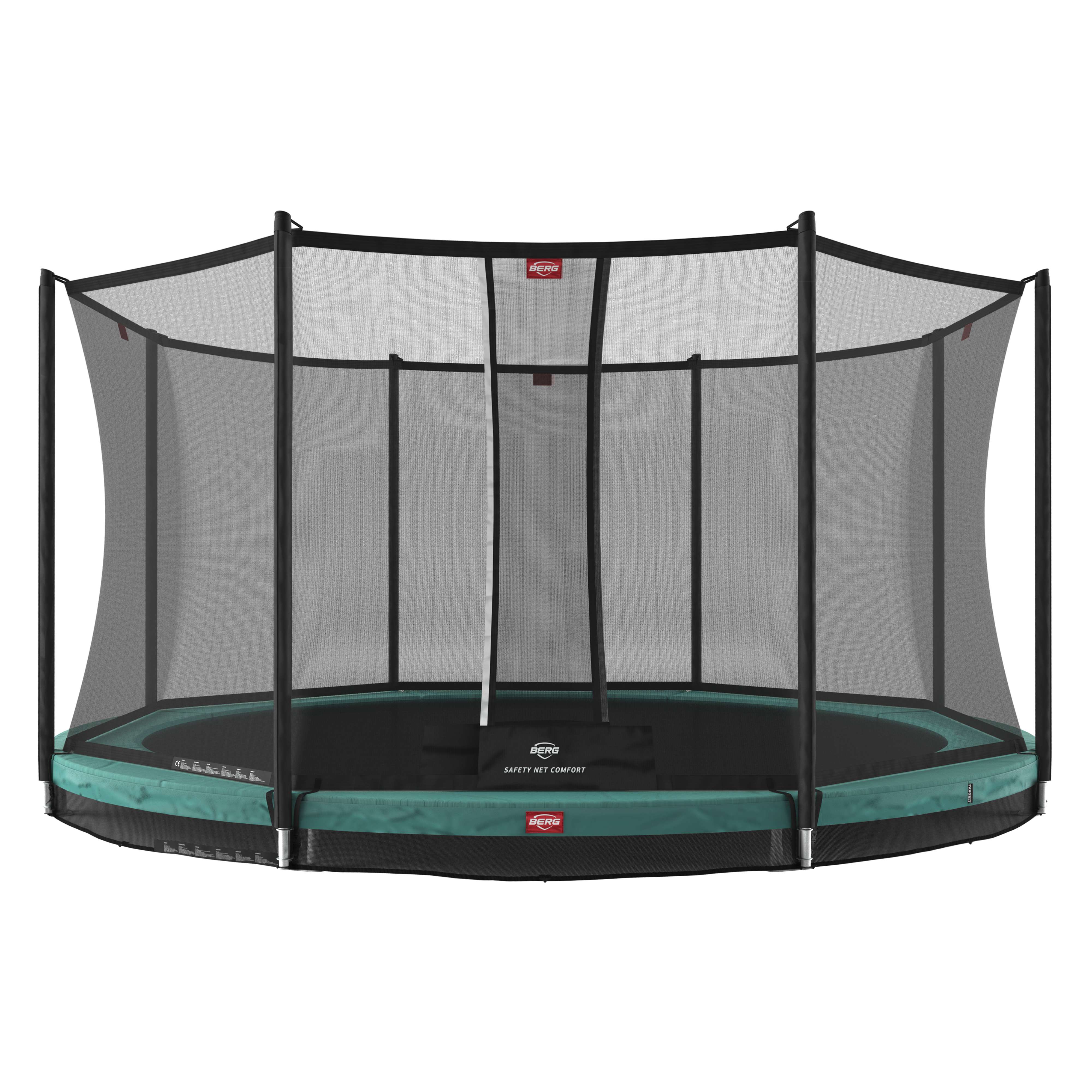 BERG Favorit InGround 430 Green — InGround trampoline set into the lawn